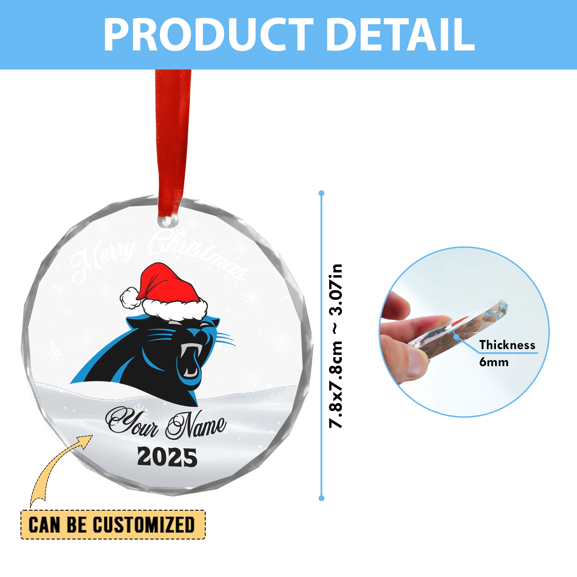 Sportswearmerch Carolina Panthers NFL x Christmas Glass Ornament Gift For Fan