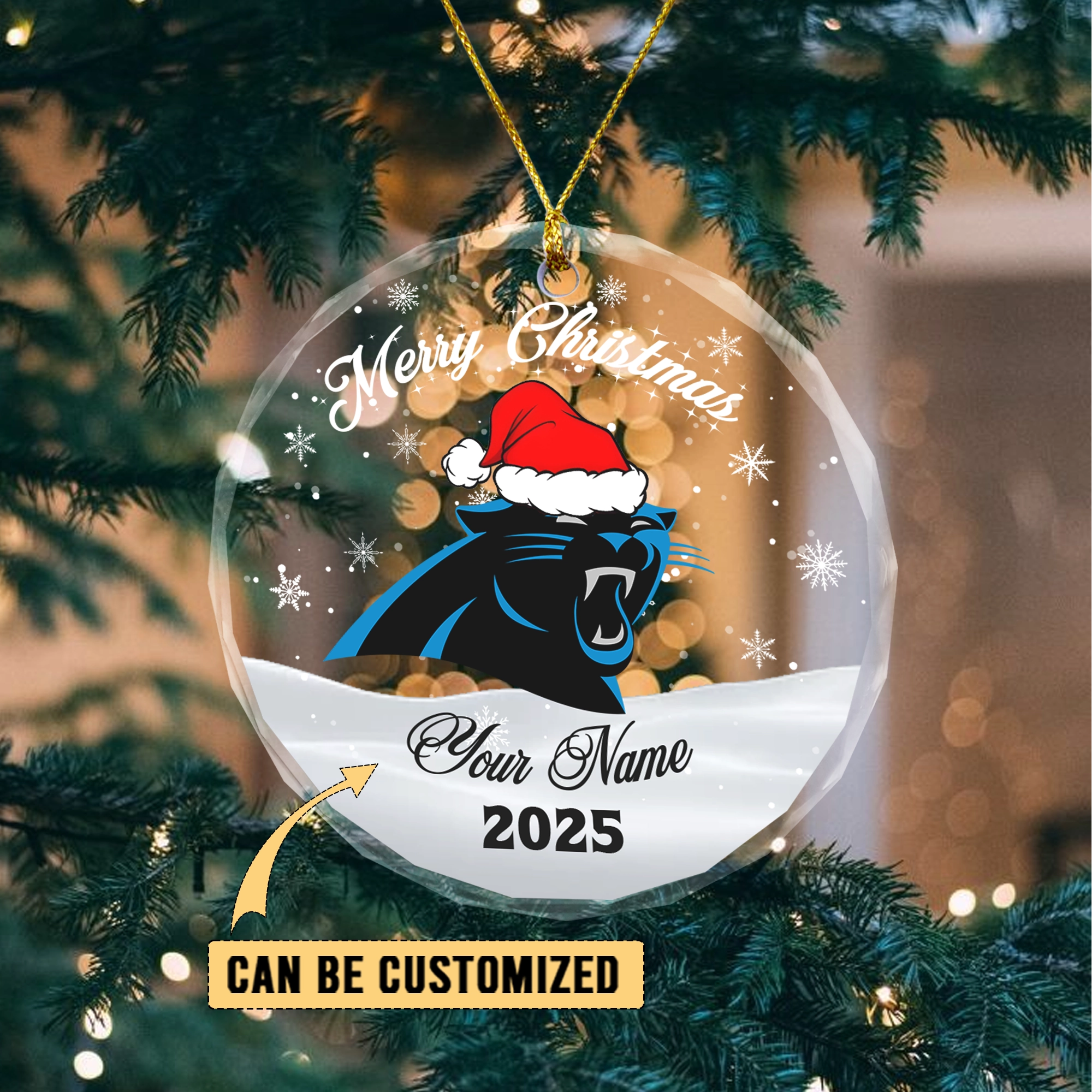 Sportswearmerch Carolina Panthers NFL x Christmas Glass Ornament Gift For Fan