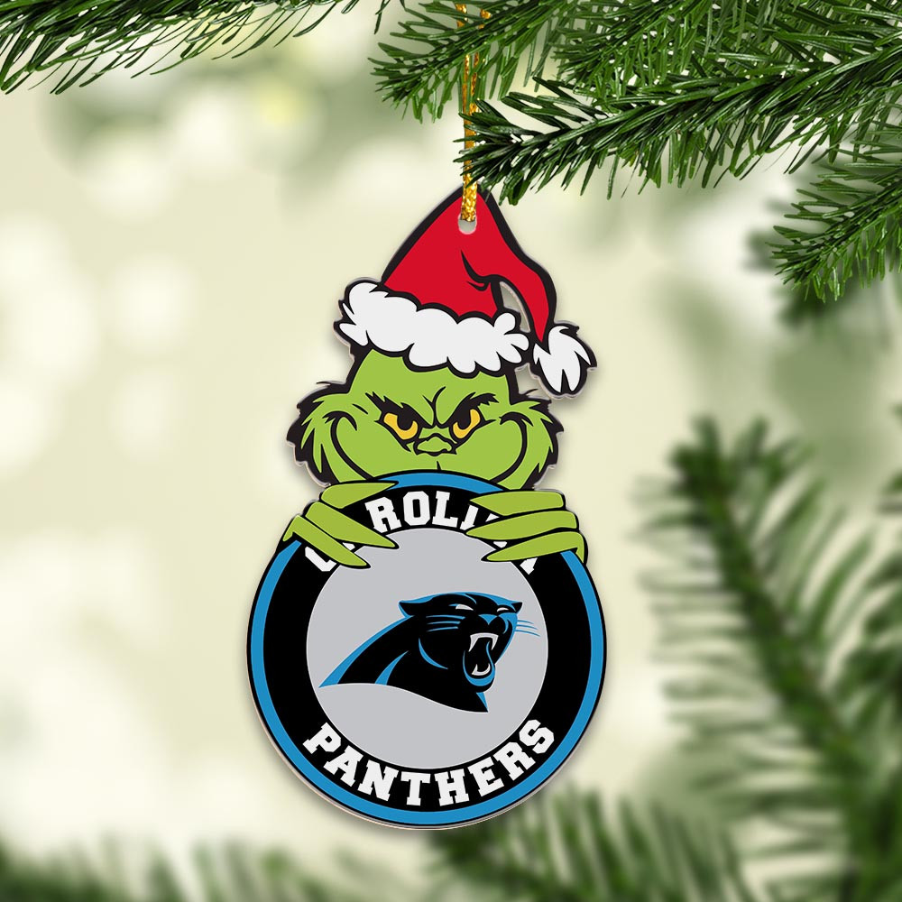 Sportswearmerch Carolina Panthers NFL x Grinch Christmas Acrylic Ornament For Fans