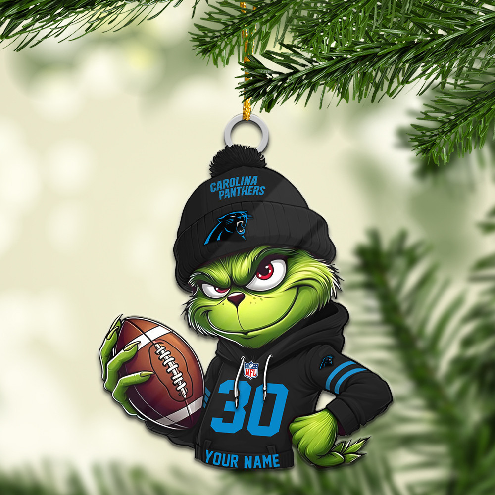Sportswearmerch Carolina Panthers NFL x Grinch Christmas Acrylic Ornament For Fans