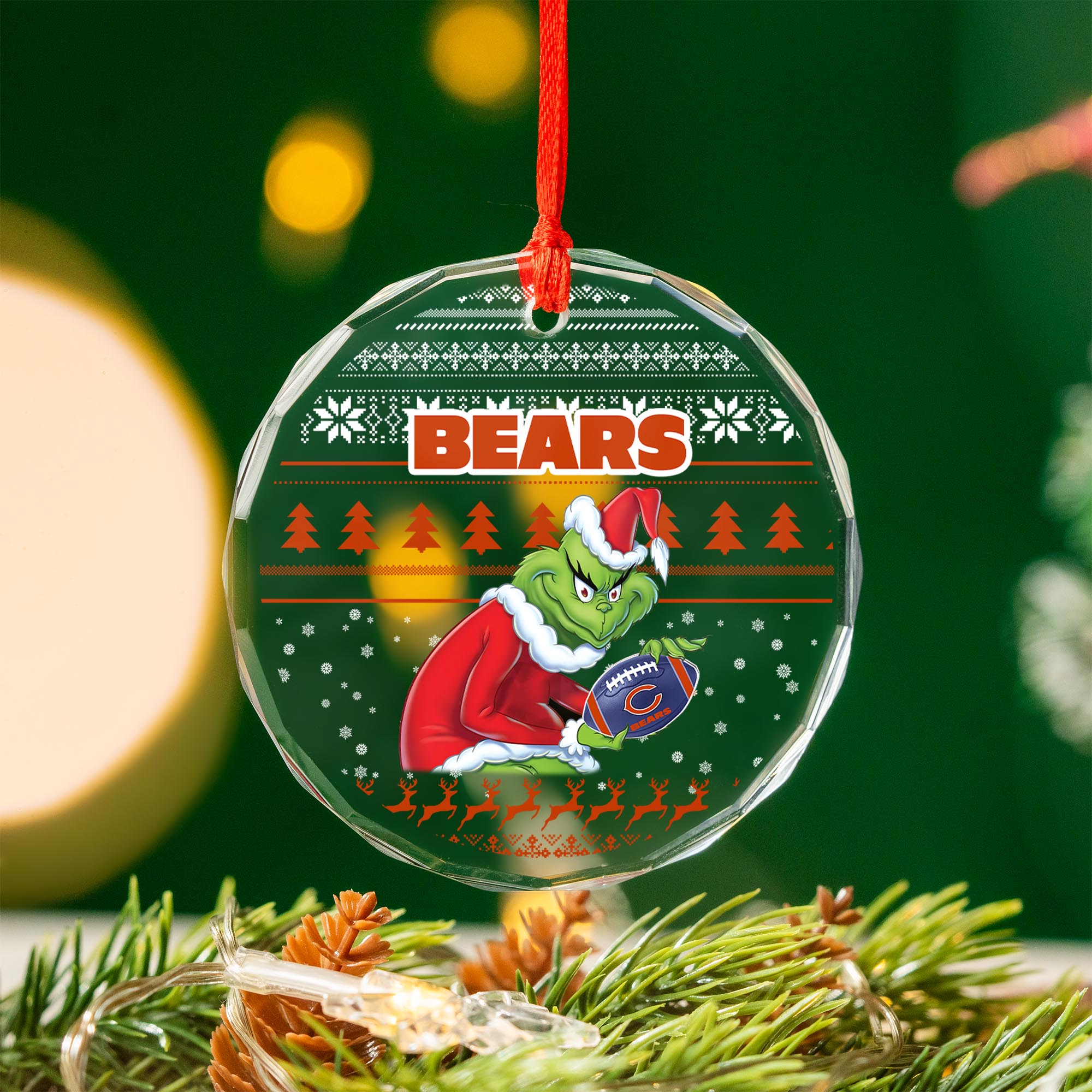 Sportswearmerch Carolina Panthers NFL x Grinch Christmas Glass Ornament For Fans