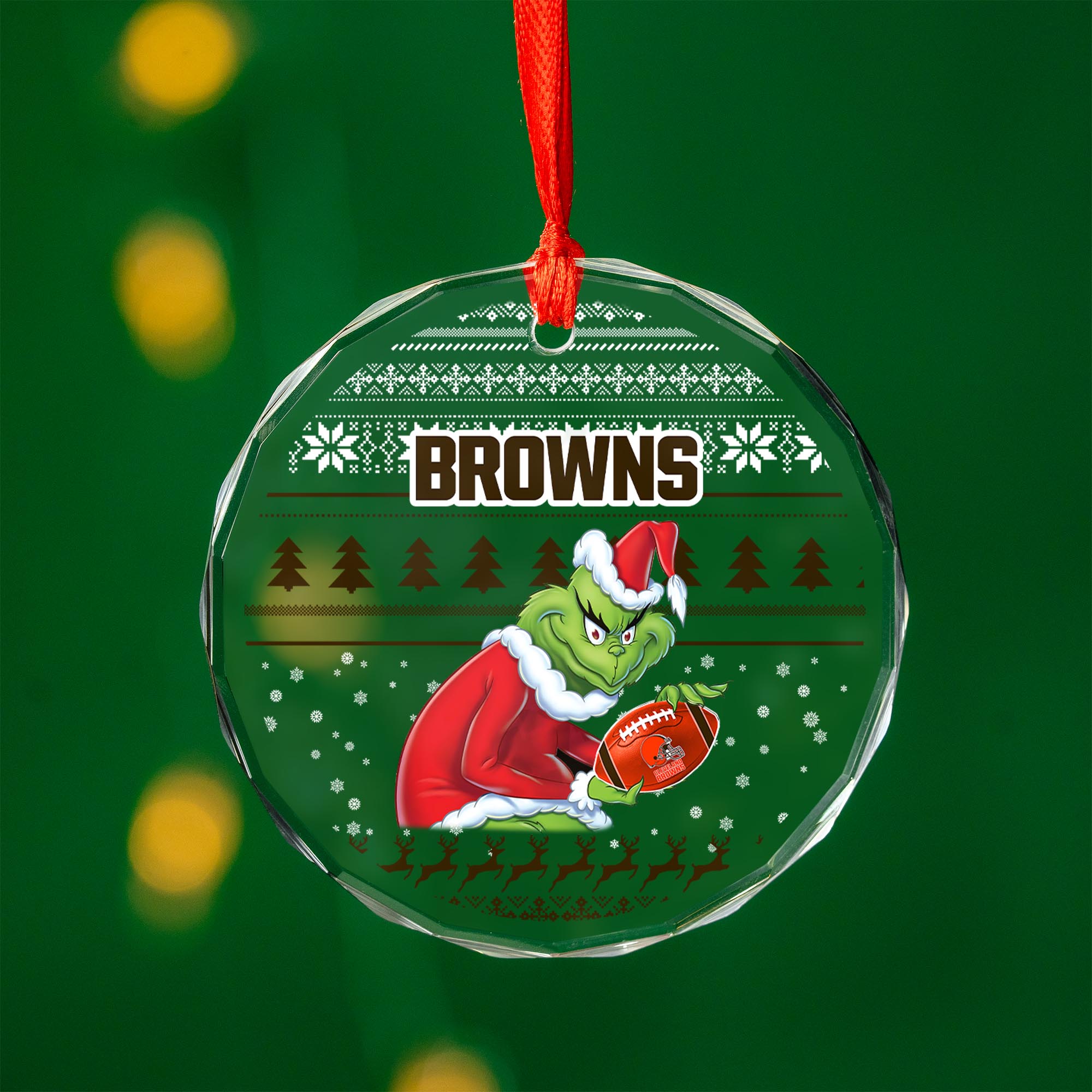 Sportswearmerch Carolina Panthers NFL x Grinch Christmas Glass Ornament For Fans