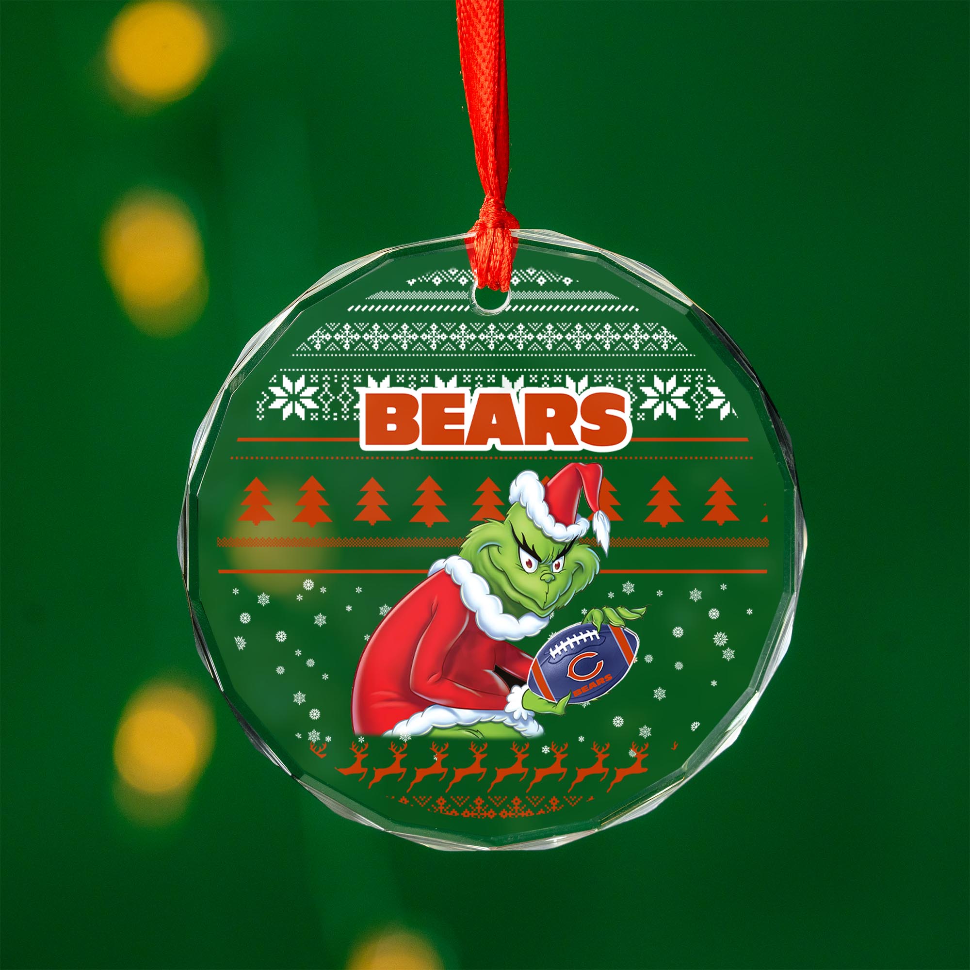 Sportswearmerch Carolina Panthers NFL x Grinch Christmas Glass Ornament For Fans