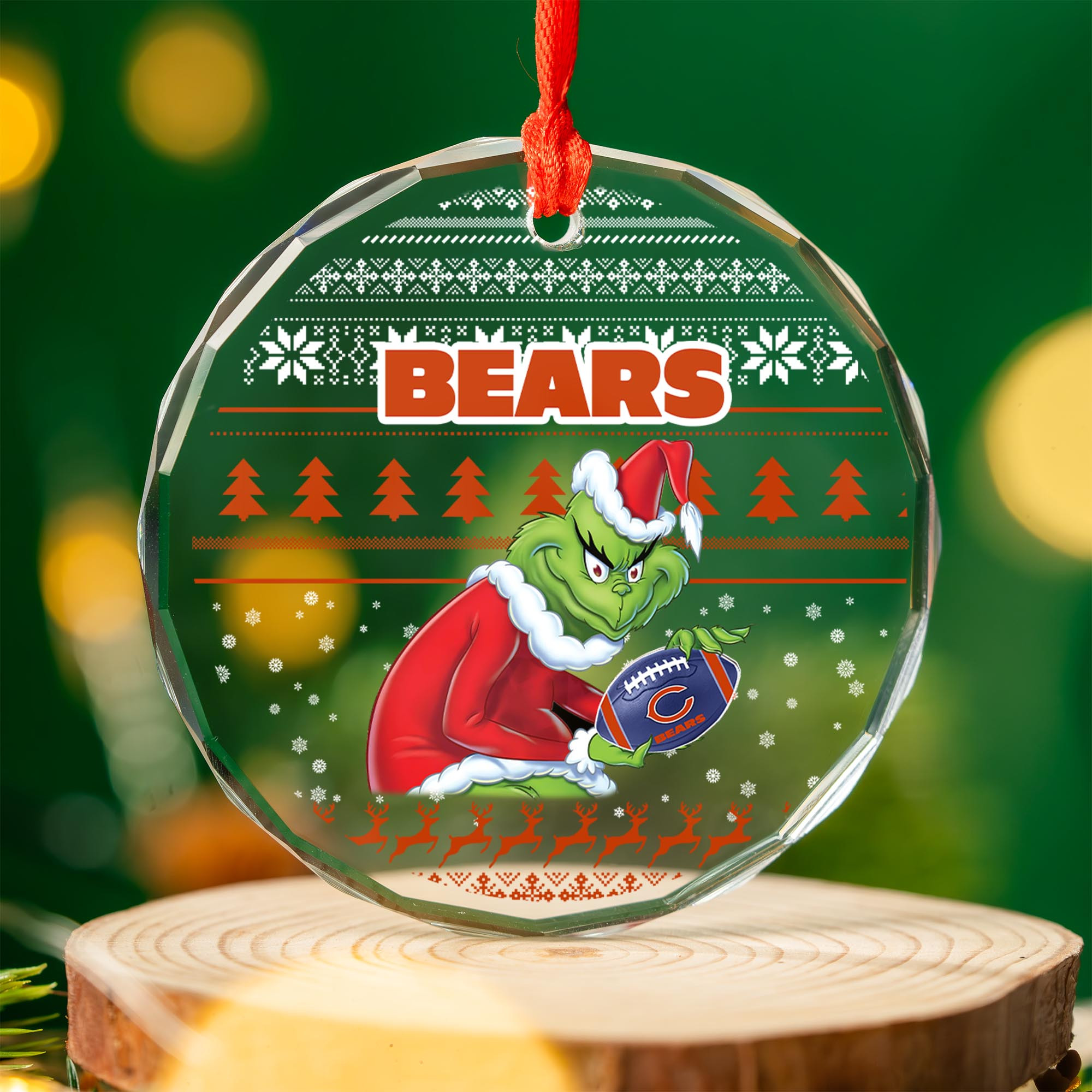 Sportswearmerch Carolina Panthers NFL x Grinch Christmas Glass Ornament For Fans