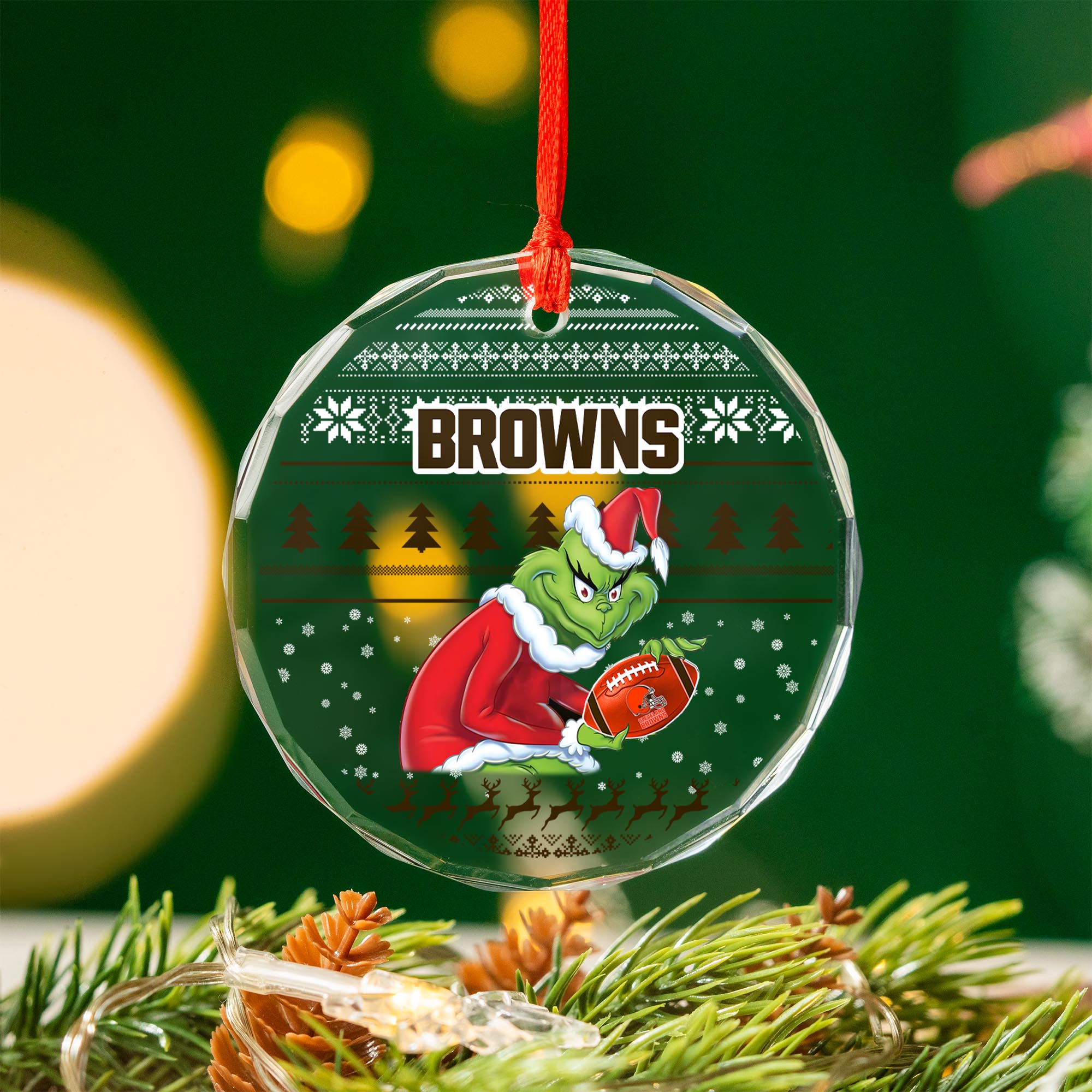 Sportswearmerch Carolina Panthers NFL x Grinch Christmas Glass Ornament For Fans