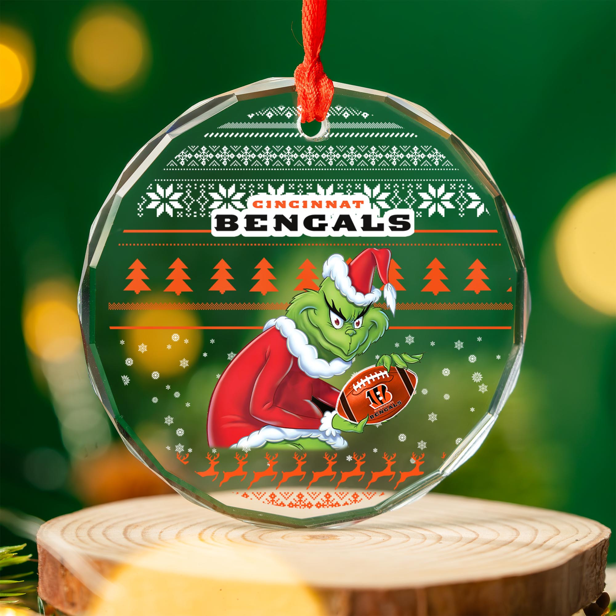 Sportswearmerch Carolina Panthers NFL x Grinch Christmas Glass OrnamentENGAL For Fans