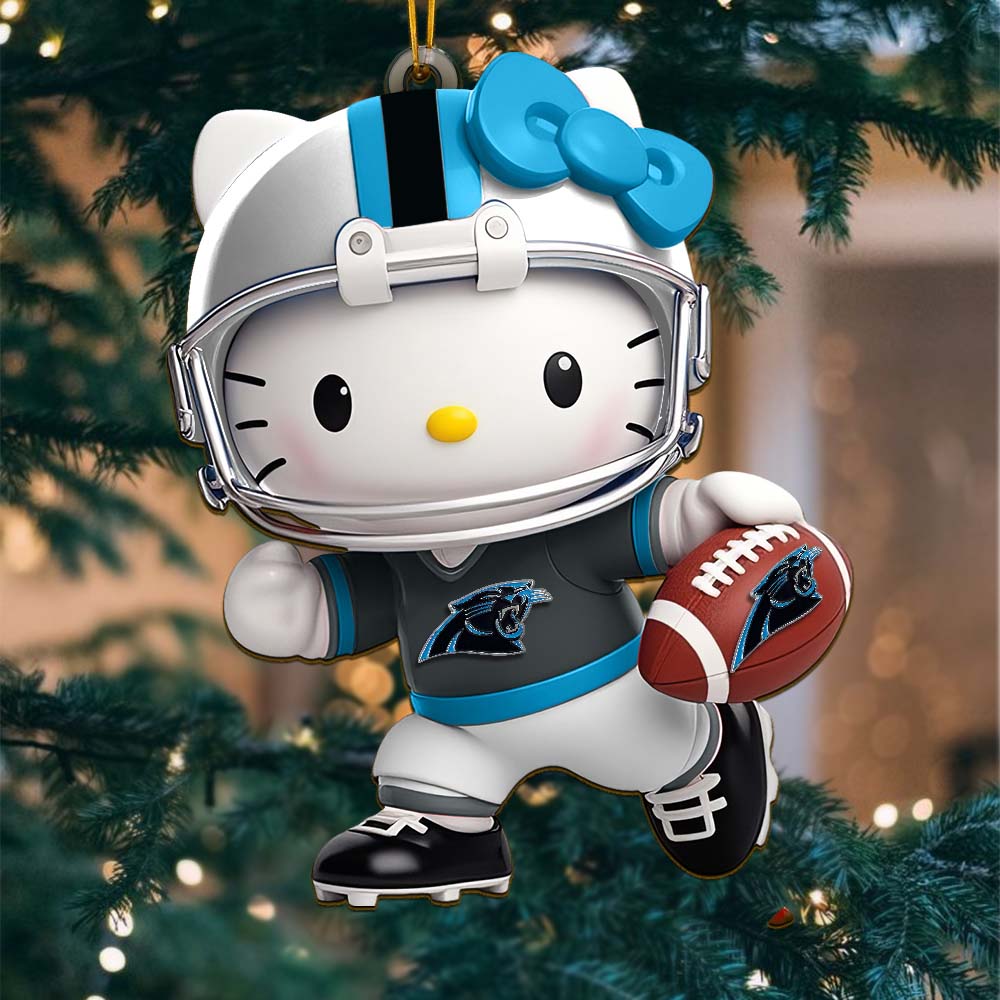 Sportswearmerch Carolina Panthers NFL x Hello Kitty Personalized Acrylic Ornament Gift For Fans