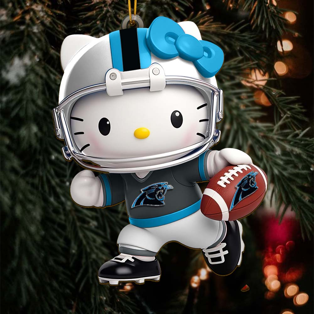 Sportswearmerch Carolina Panthers NFL x Hello Kitty Personalized Acrylic Ornament Gift For Fans