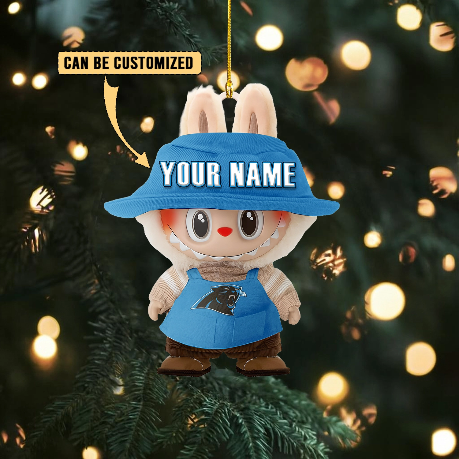 Sportswearmerch Carolina Panthers NFL x Labubu Christmas Personalized Acrylic Ornament Gift For Fans