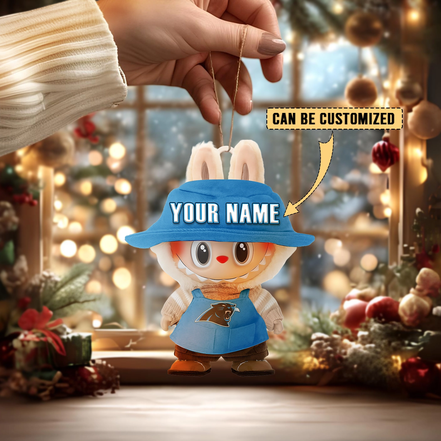 Sportswearmerch Carolina Panthers NFL x Labubu Christmas Personalized Acrylic Ornament Gift For Fans