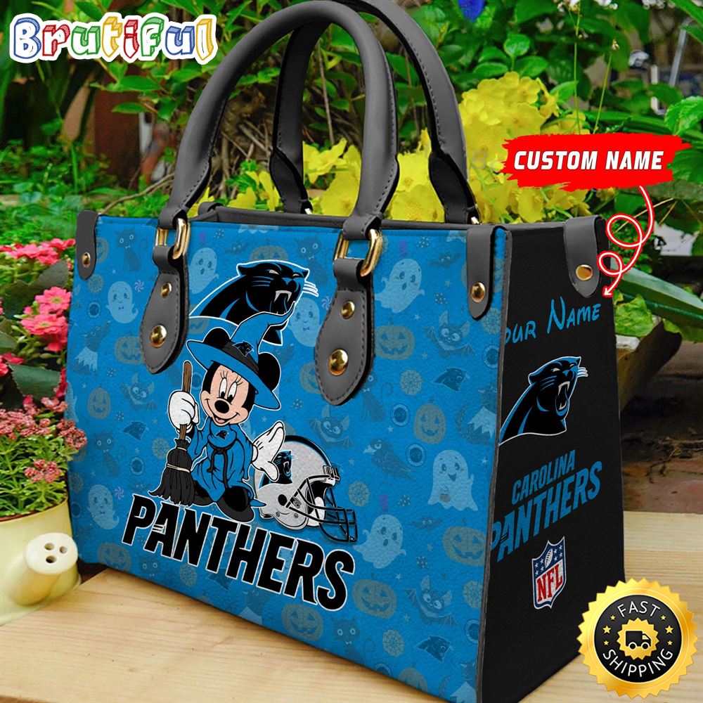 Sportswearmerch Carolina Panthers NFL x Minnie Halloween Leather Handbag For Fan