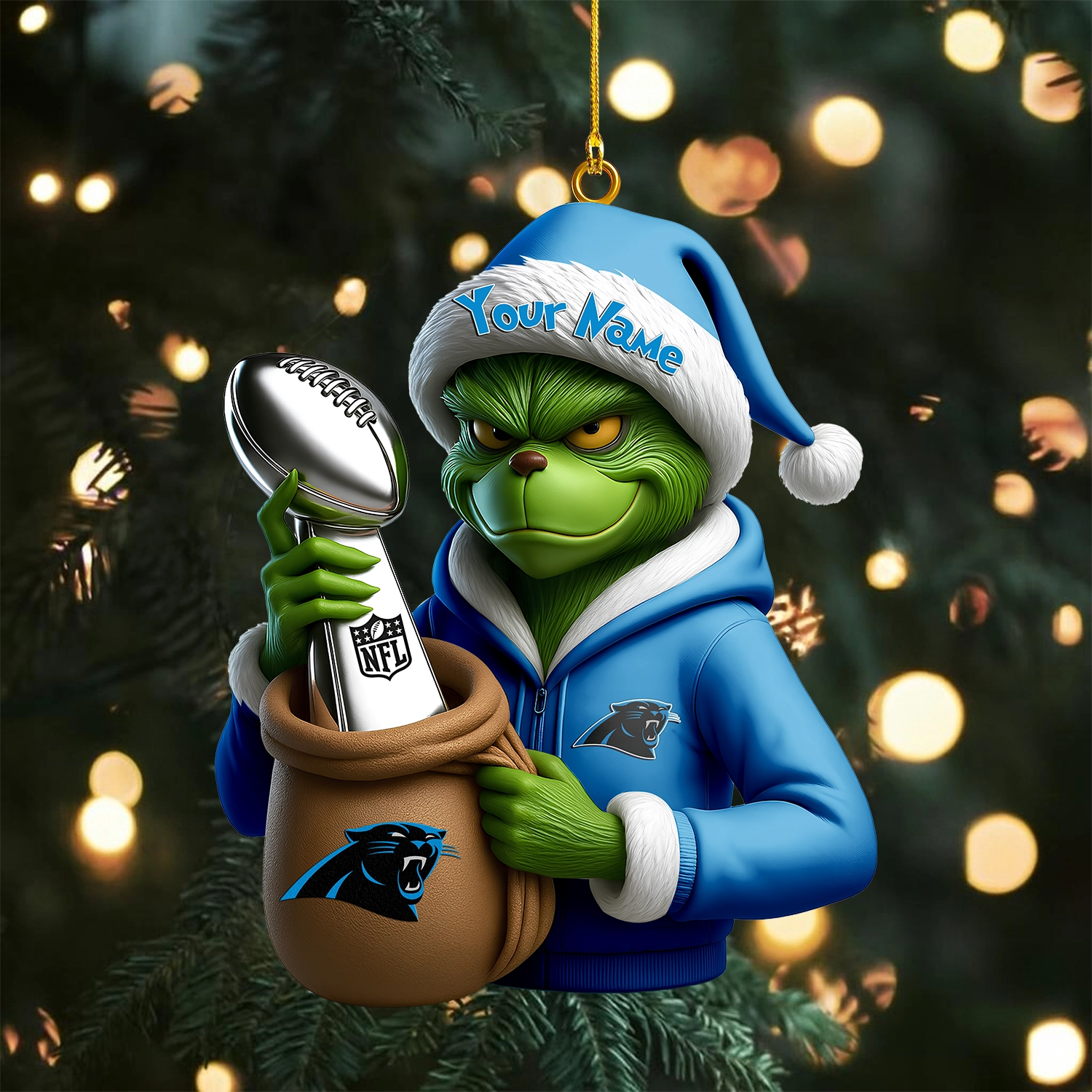 Sportswearmerch Carolina Panthers NFL x The Grinch Acrylic Ornament Gift For Fans