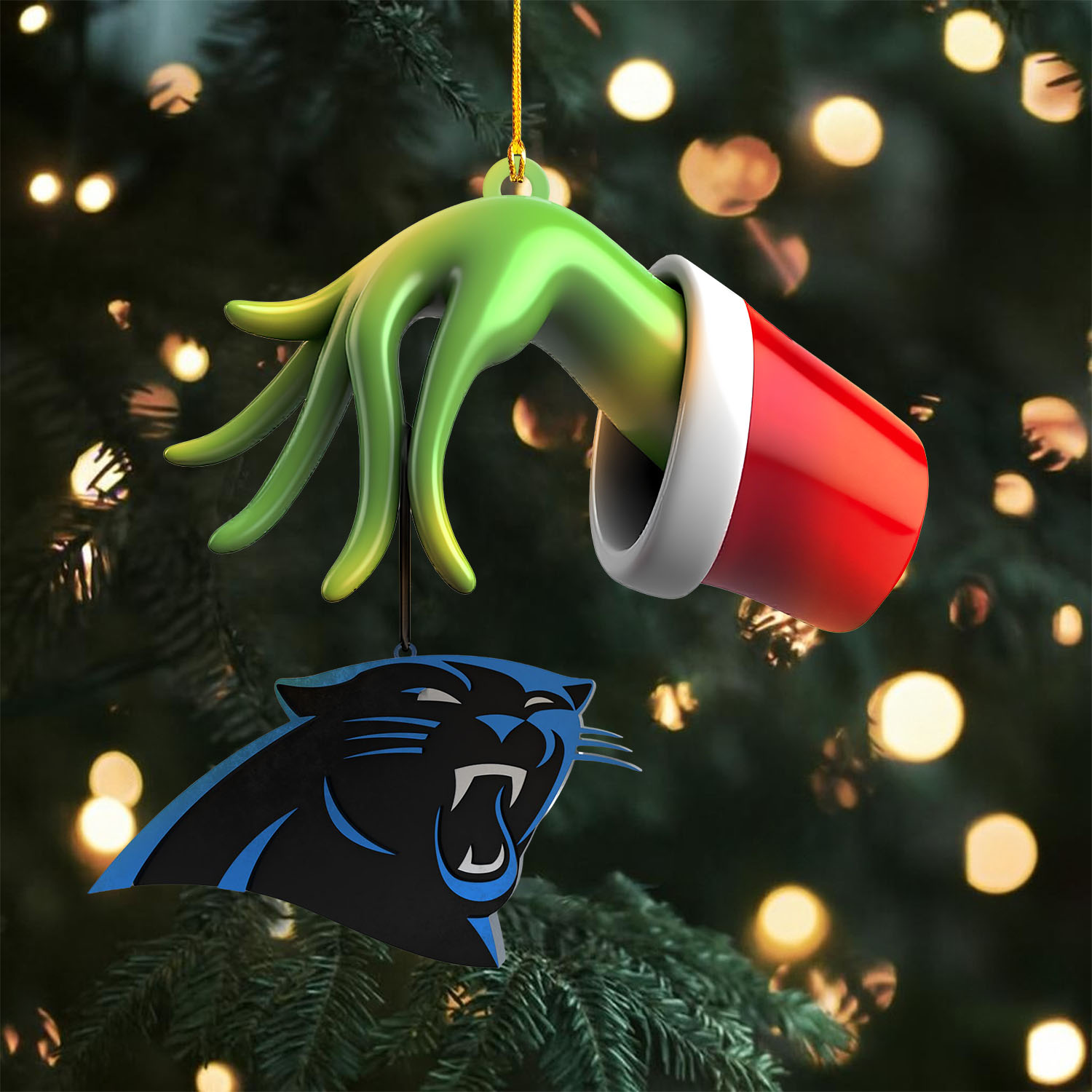 Sportswearmerch Carolina Panthers NFL x The Grinch Christmas Acrylic Mix Wooden Ornament Gift For Fans
