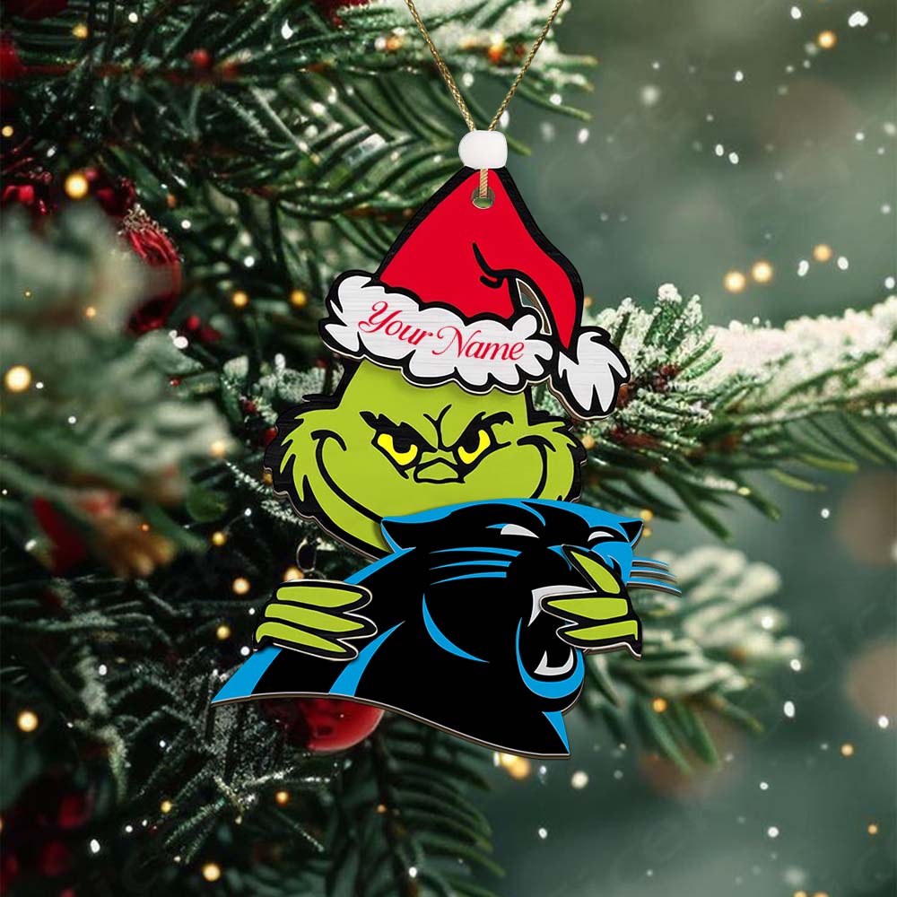 Sportswearmerch Carolina Panthers NFL x The Grinch Christmas Acrylic Ornament Gift For Fans