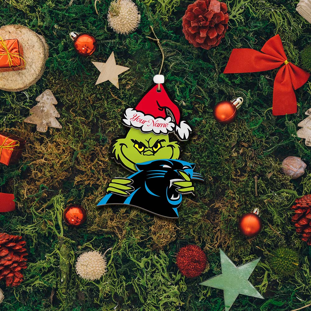 Sportswearmerch Carolina Panthers NFL x The Grinch Christmas Acrylic Ornament Gift For Fans