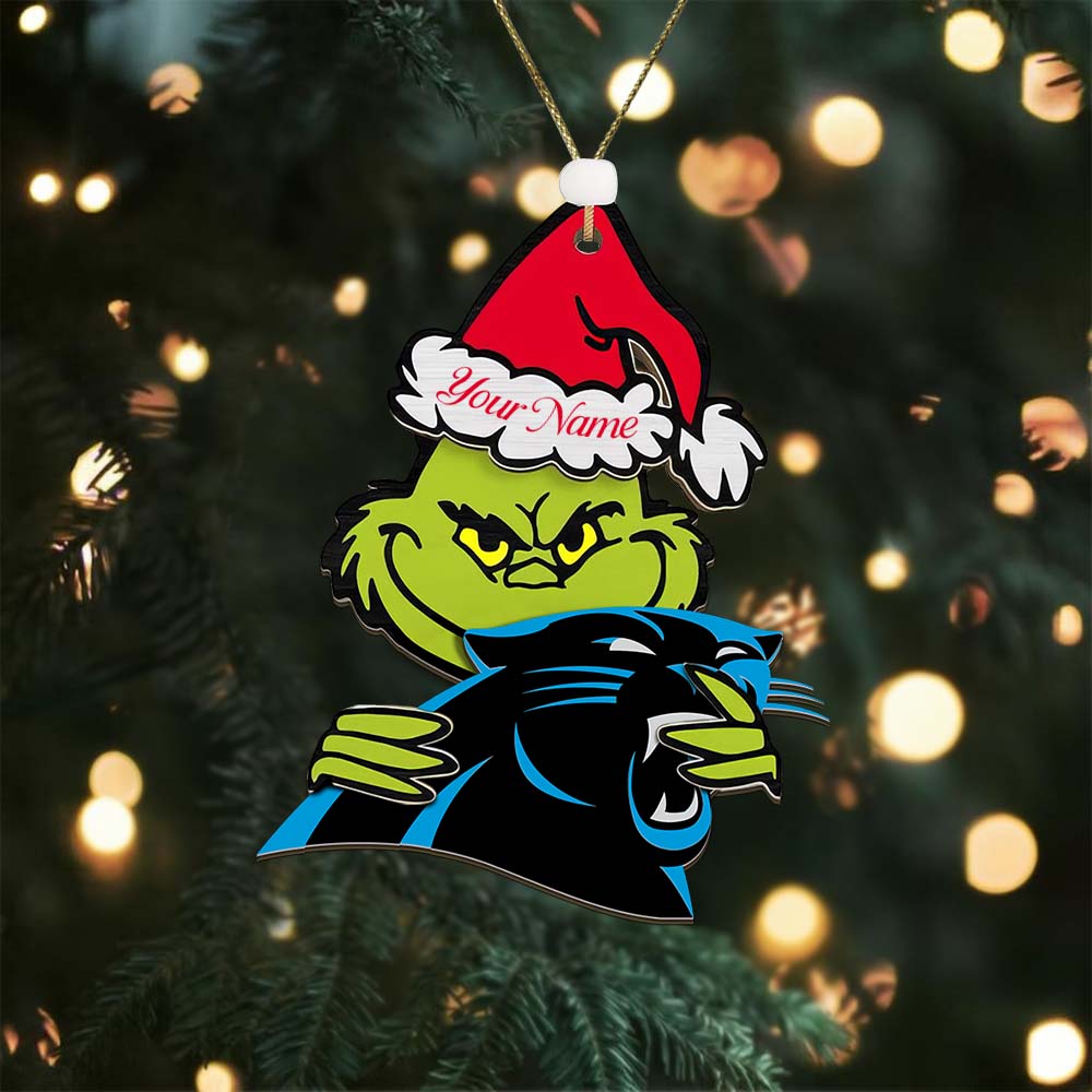 Sportswearmerch Carolina Panthers NFL x The Grinch Christmas Acrylic Ornament Gift For Fans