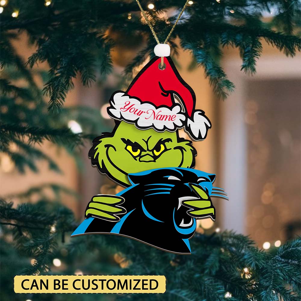 Sportswearmerch Carolina Panthers NFL x The Grinch Christmas Acrylic Ornament Gift For Fans