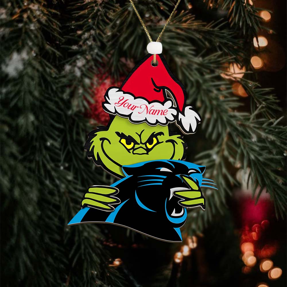 Sportswearmerch Carolina Panthers NFL x The Grinch Christmas Acrylic Ornament Gift For Fans