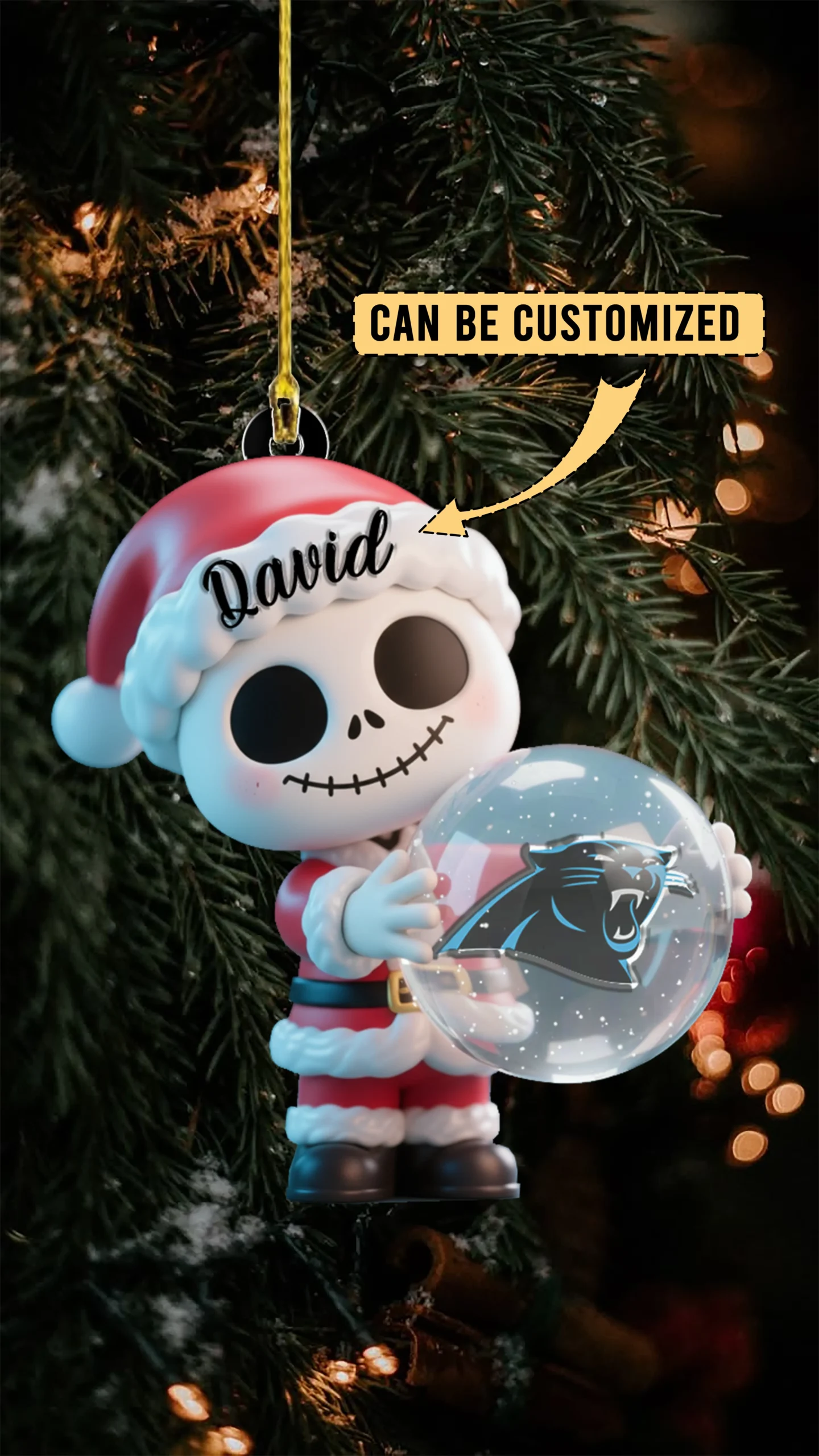 Sportswearmerch Carolina Panthers NFL x The Nightmare Before Christmas Acrylic Ornament Gift For Fans