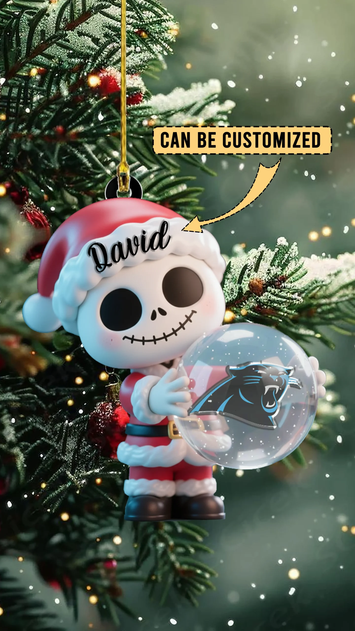 Sportswearmerch Carolina Panthers NFL x The Nightmare Before Christmas Acrylic Ornament Gift For Fans