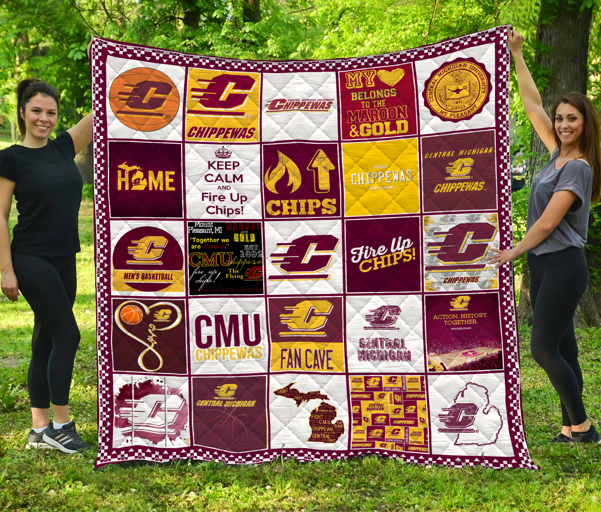 Sportswearmerch Central Michigan Chippewas NCAA Quilt Blanket For Fan