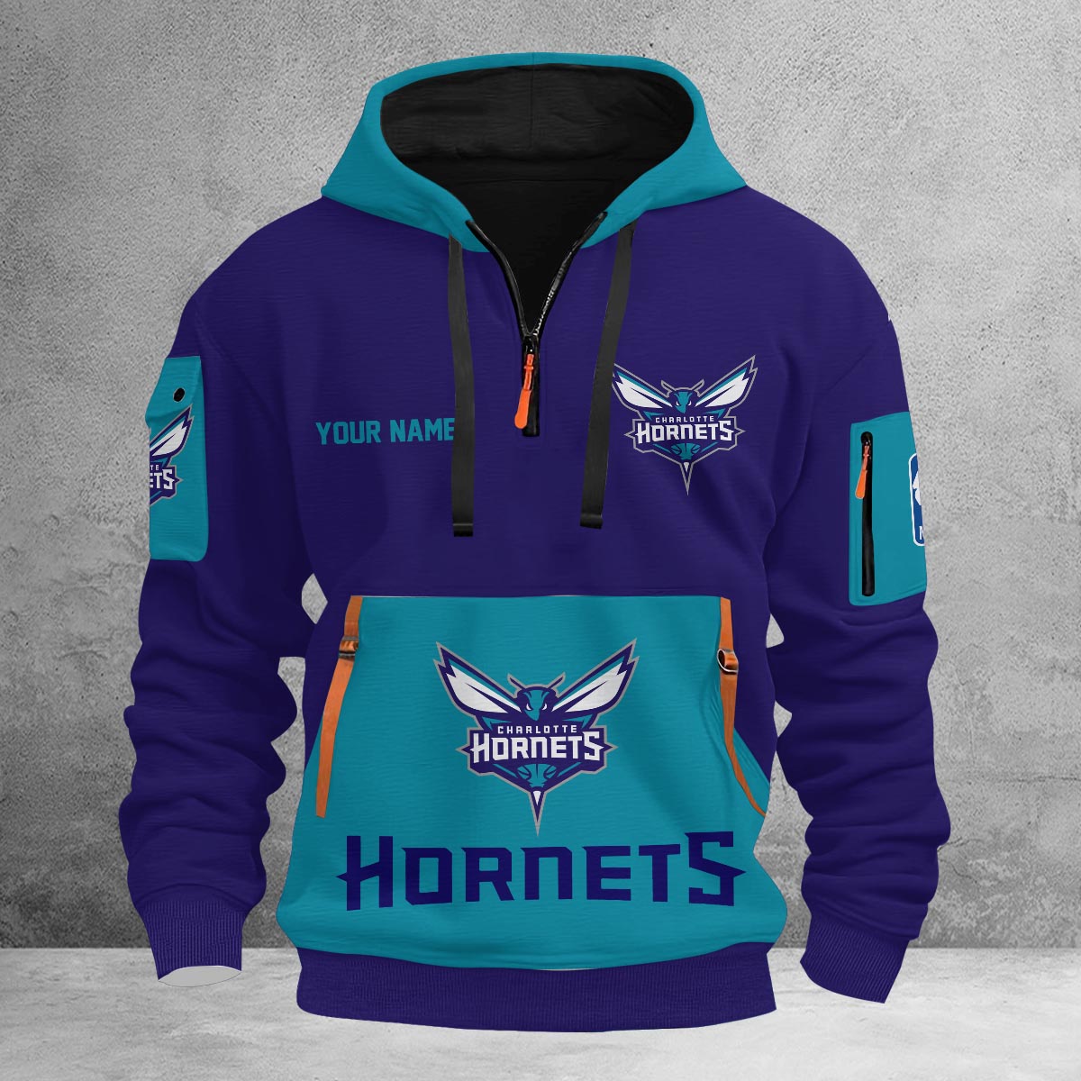 Sportswearmerch Charlotte Hornets NBA Half Zip Hoodie Personalized For Fan