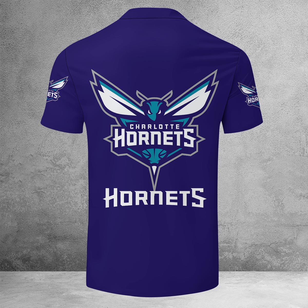 Sportswearmerch Charlotte Hornets NBA Lapel Zip Polo Shirt For Fan