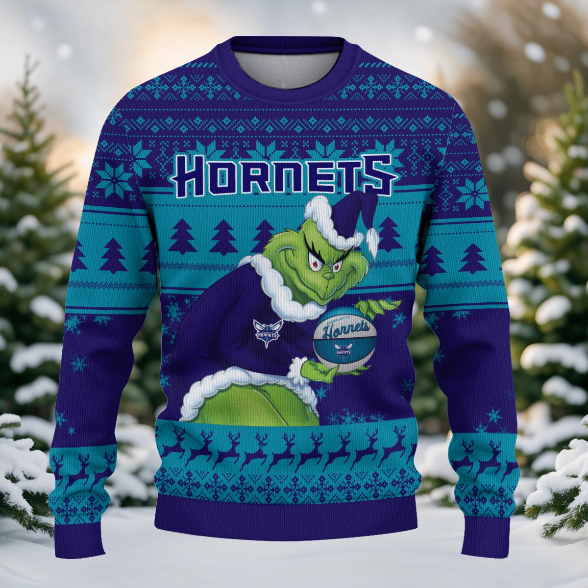 Sportswearmerch Charlotte Hornets NBA x Grinch Christmas Ugly Sweater For Fans
