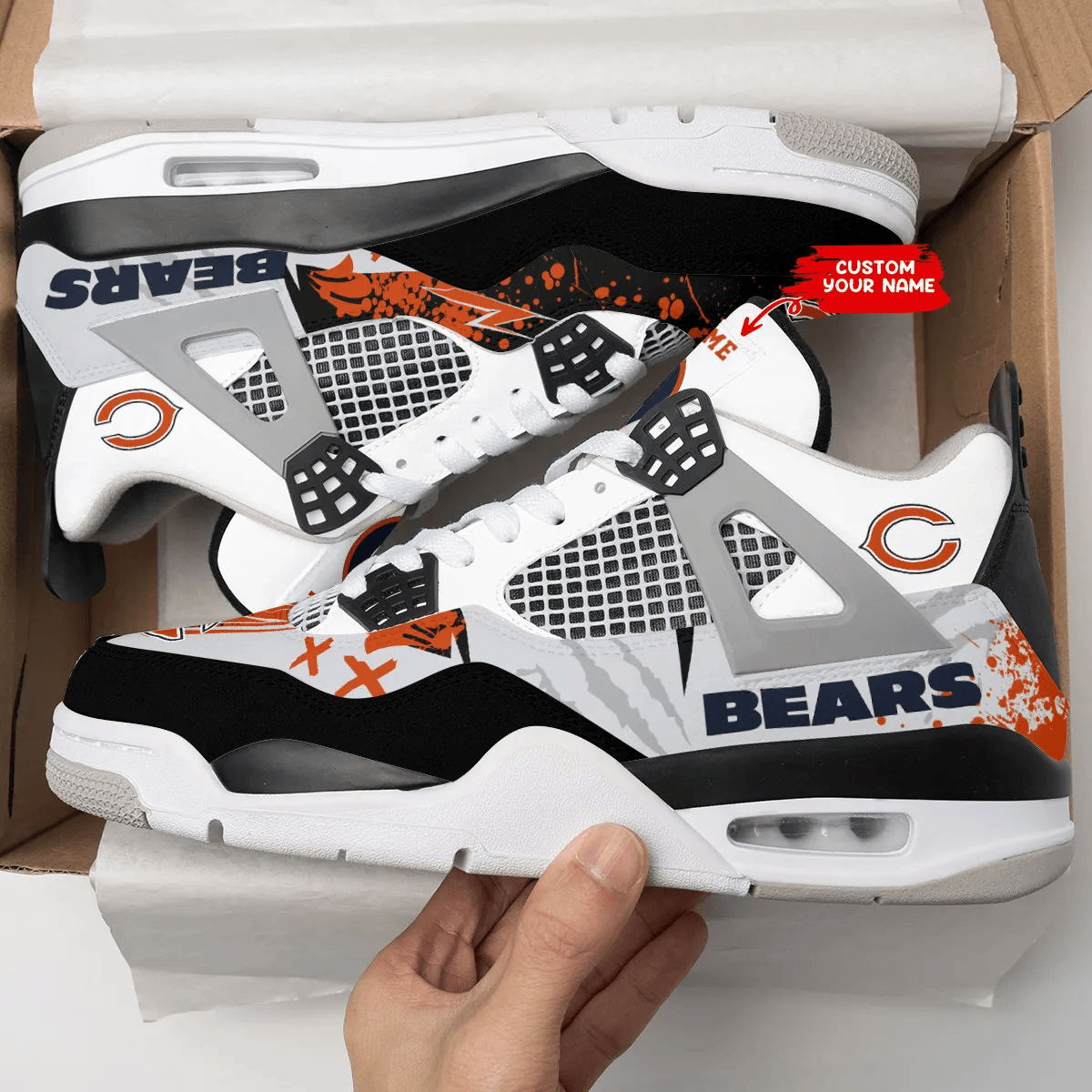 Sportswearmerch Chicago Bears NFL Air Jordan 4 Sneaker AJ4 Sneakers Shoes For Men And Women