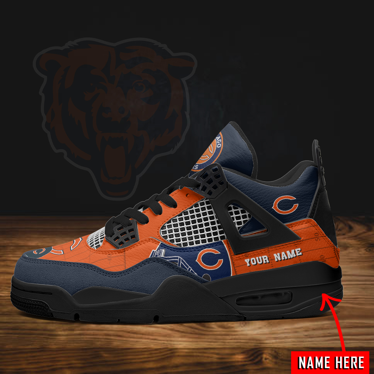 Sportswearmerch Chicago Bears NFL Air Jordan 4 Sneaker AJ4 Sneakers Shoes For Men And Women