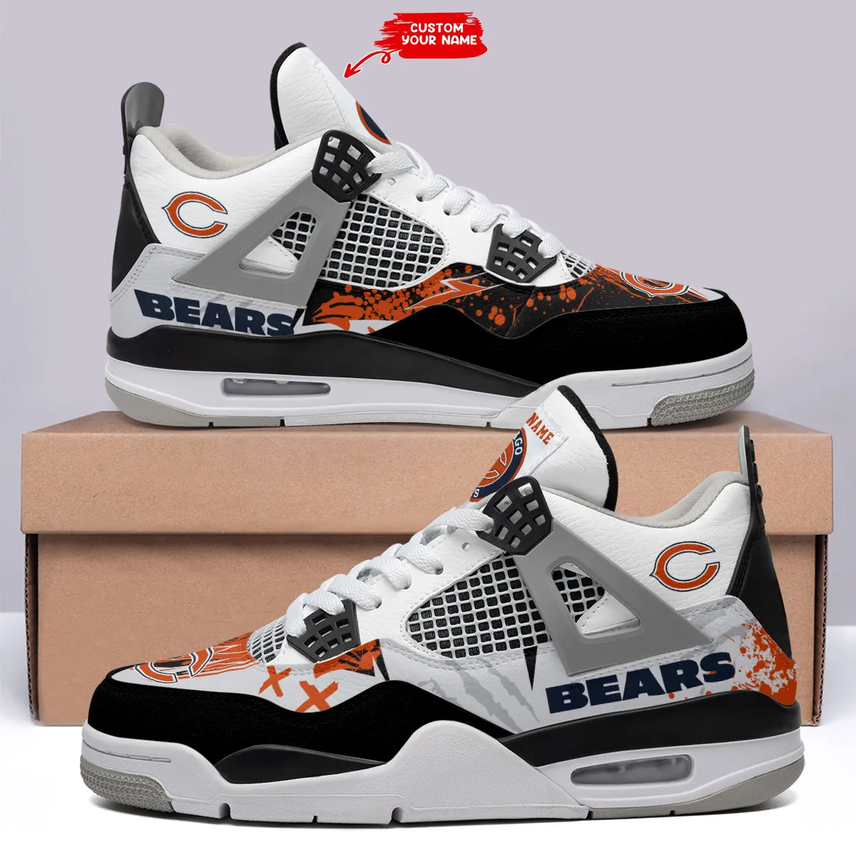 Sportswearmerch Chicago Bears NFL Air Jordan 4 Sneaker AJ4 Sneakers Shoes For Men And Women