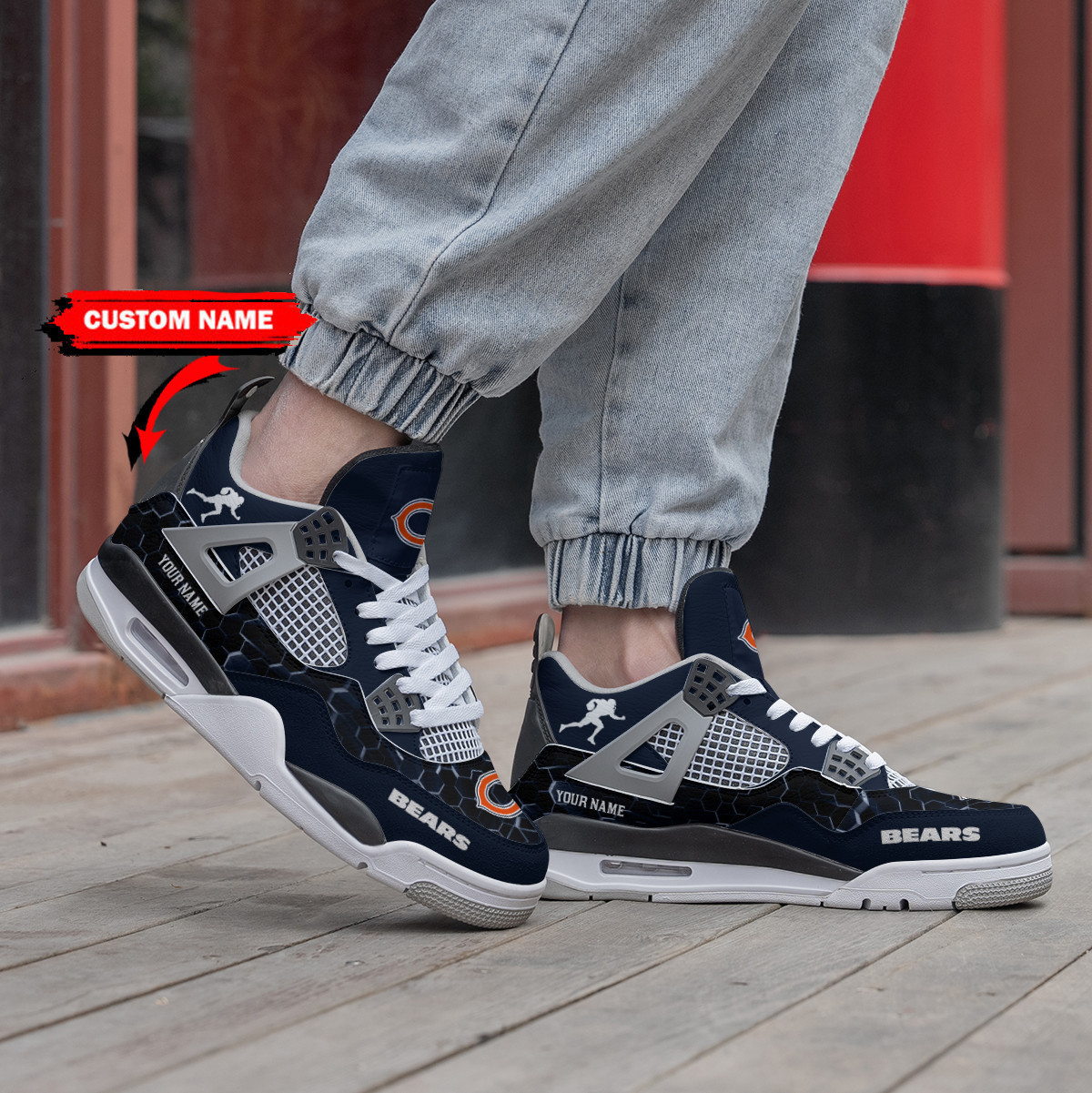 Sportswearmerch Chicago Bears NFL Air Jordan 4 Sneaker AJ4 Sneakers Shoes For Men And Women