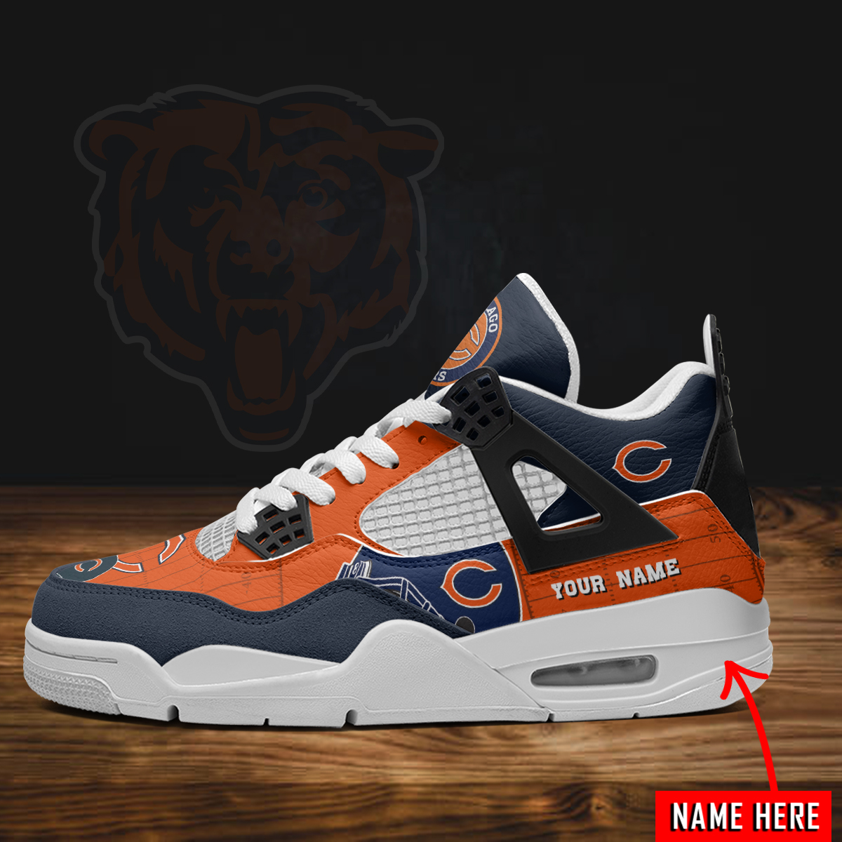 Sportswearmerch Chicago Bears NFL Air Jordan 4 Sneaker AJ4 Sneakers Shoes For Men And Women