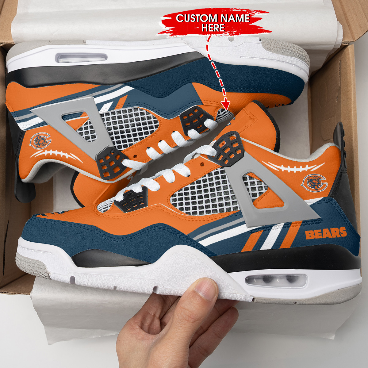 Sportswearmerch Chicago Bears NFL Air Jordan 4 Sneaker AJ4 Sneakers Shoes For Men And Women