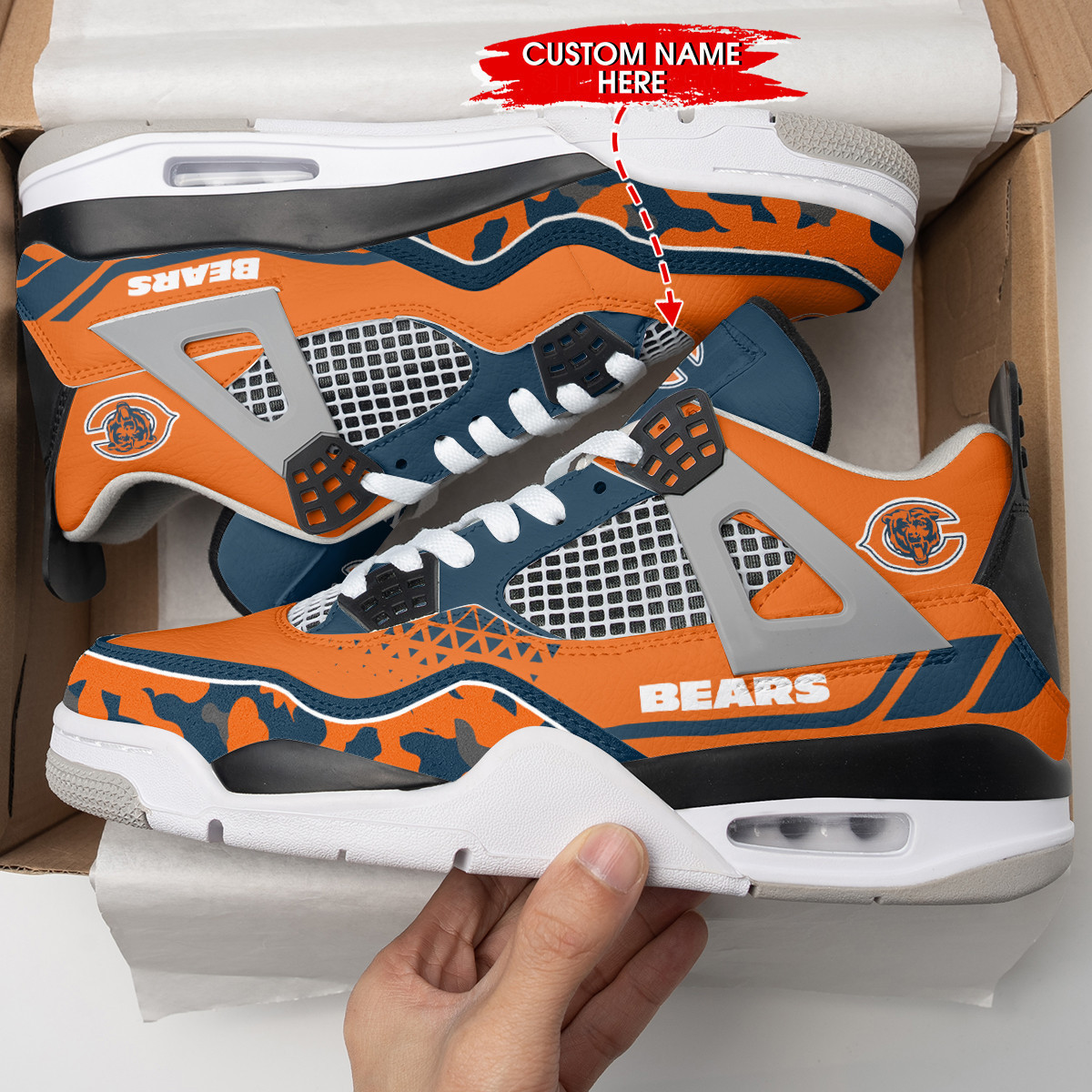 Sportswearmerch Chicago Bears NFL Air Jordan 4 Sneaker AJ4 Sneakers Shoes For Men And Women