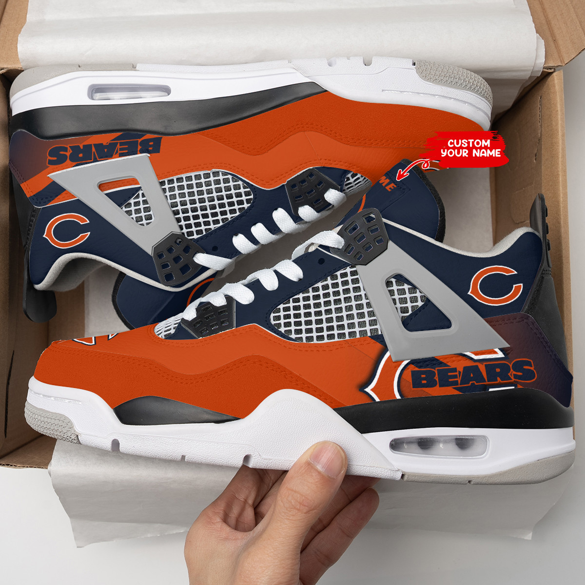 Sportswearmerch Chicago Bears NFL Air Jordan 4 Sneaker AJ4 Sneakers Shoes For Men And Women