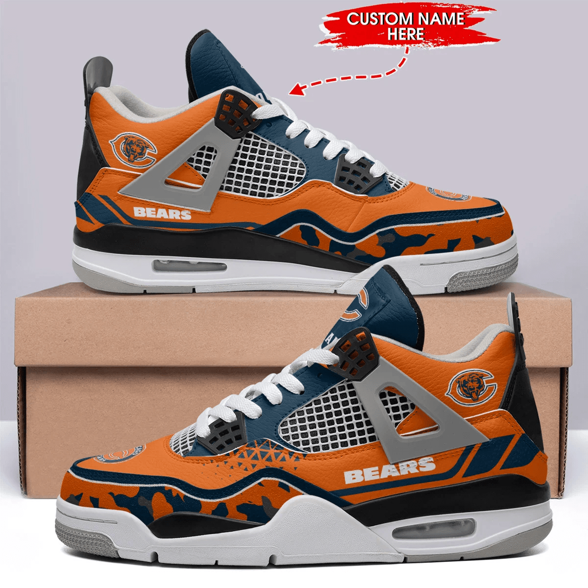 Sportswearmerch Chicago Bears NFL Air Jordan 4 Sneaker AJ4 Sneakers Shoes For Men And Women
