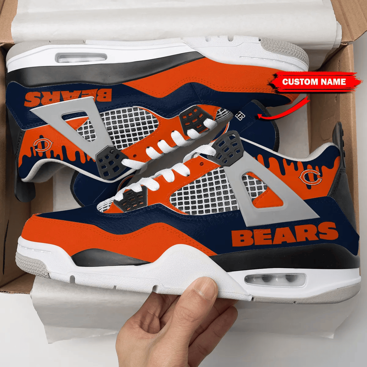 Sportswearmerch Chicago Bears NFL Air Jordan 4 Sneaker AJ4 Sneakers Shoes For Men And Women
