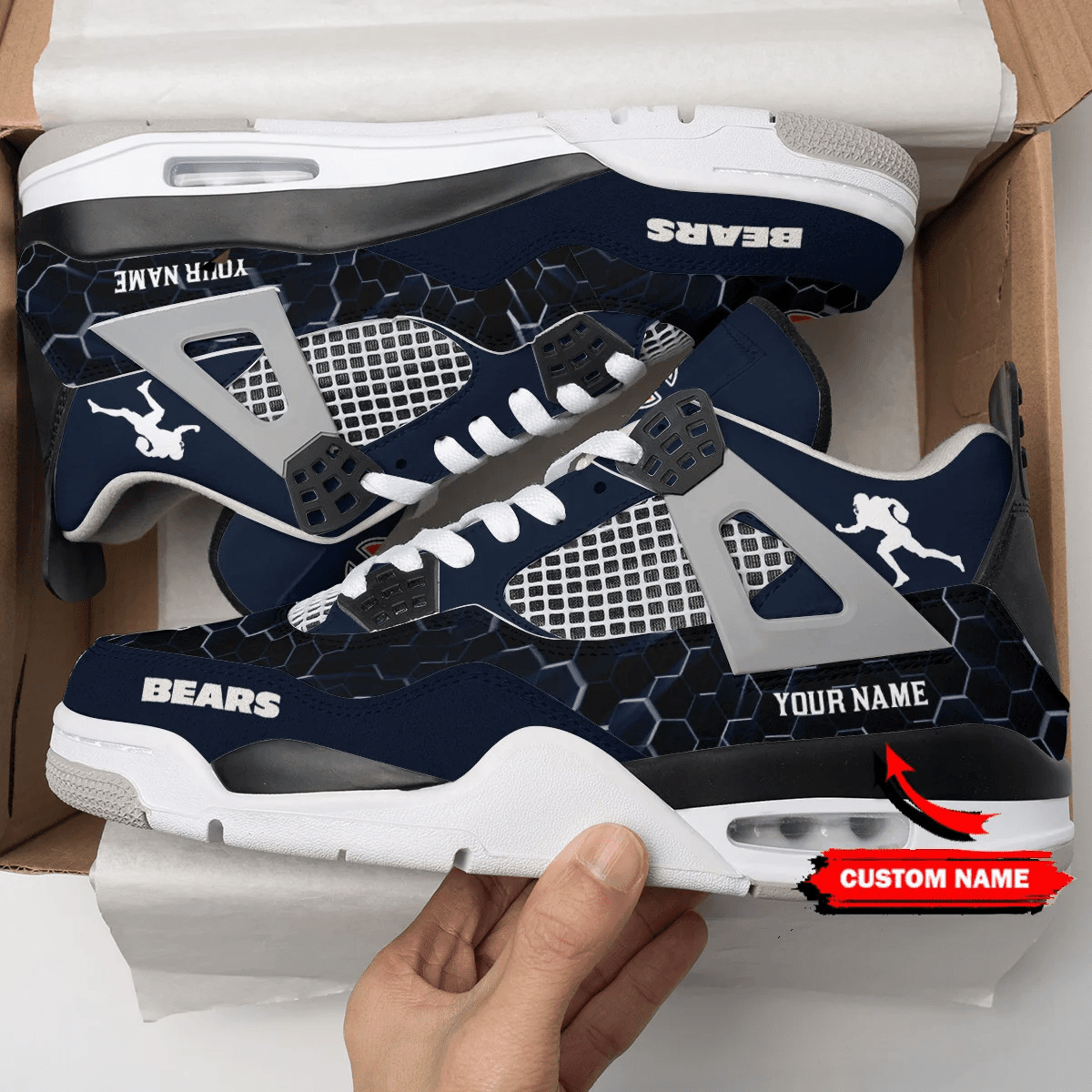 Sportswearmerch Chicago Bears NFL Air Jordan 4 Sneaker AJ4 Sneakers Shoes For Men And Women