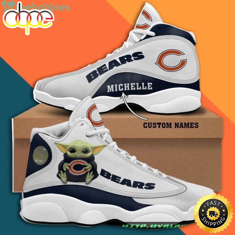 Sportswearmerch Chicago Bears NFL Baby Yoda AJ13 Sneakers Shoes For Men And Women