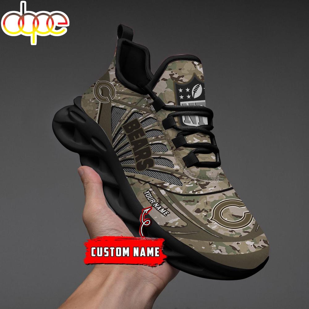Sportswearmerch Chicago Bears NFL Camo Veteran Day Max Soul Shoes Sneakers For Men And Women
