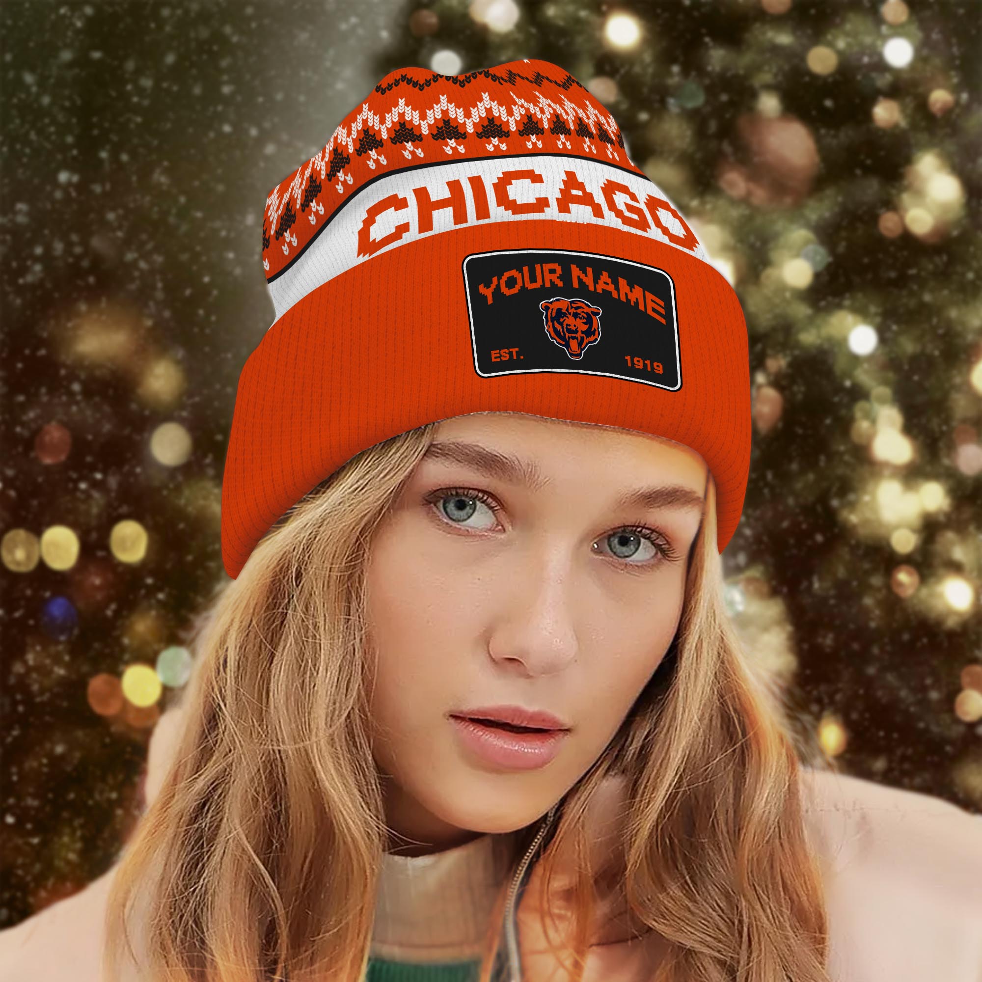 Sportswearmerch Chicago Bears NFL Christmas Beanie Hat For Fan