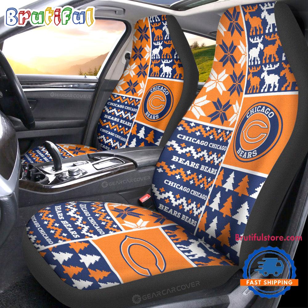 Sportswearmerch Chicago Bears NFL Design Christmas Car Seat Covers For Fan
