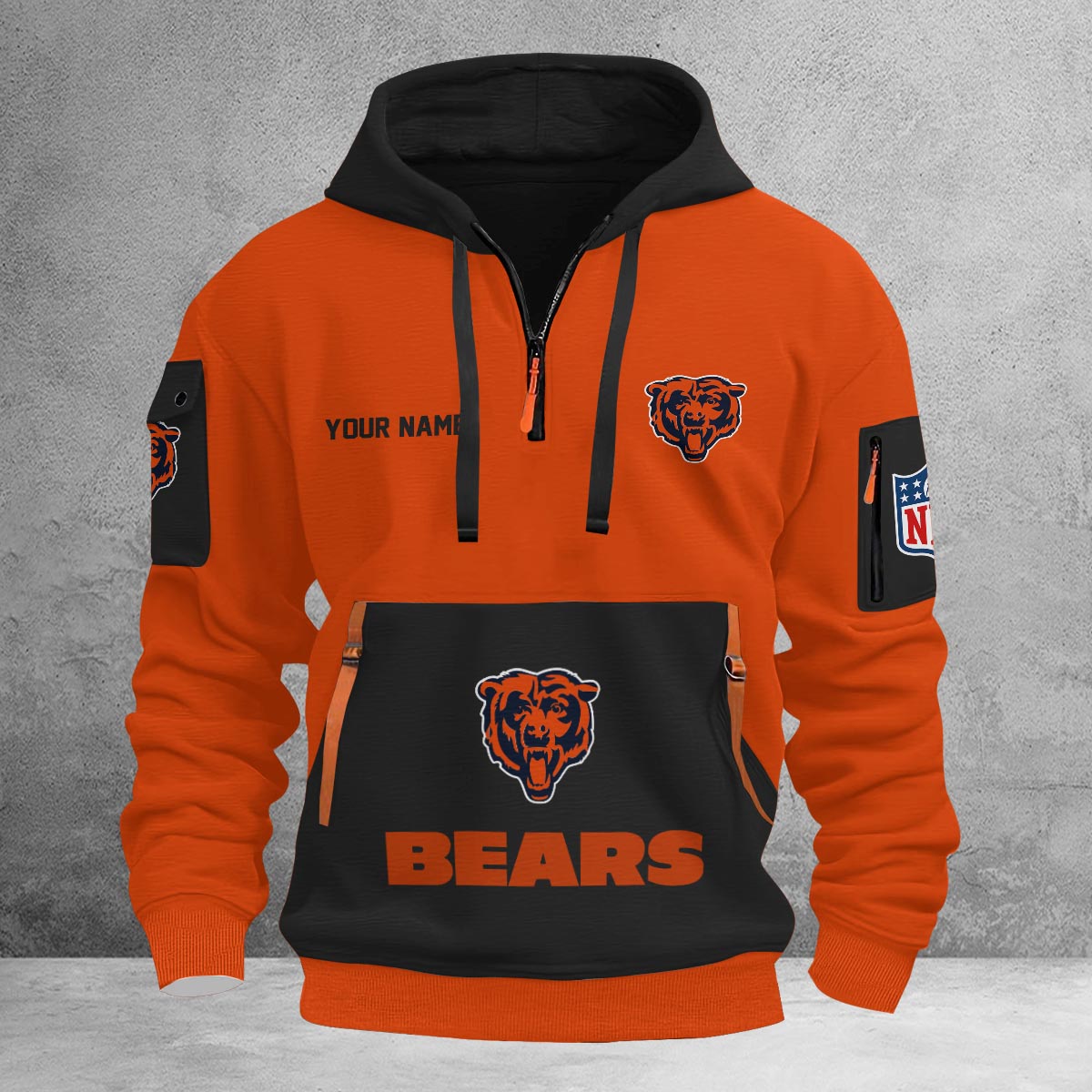 Sportswearmerch Chicago Bears NFL Half Zip Hoodie For Fan