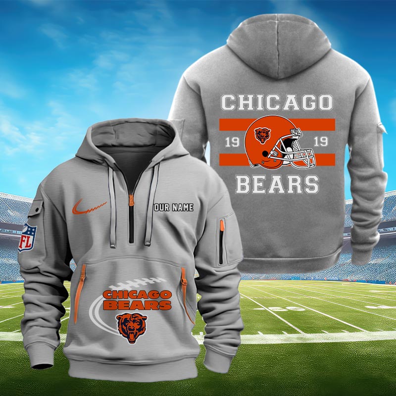 Sportswearmerch Chicago Bears NFL Half Zip Hoodie Personalized For Fan