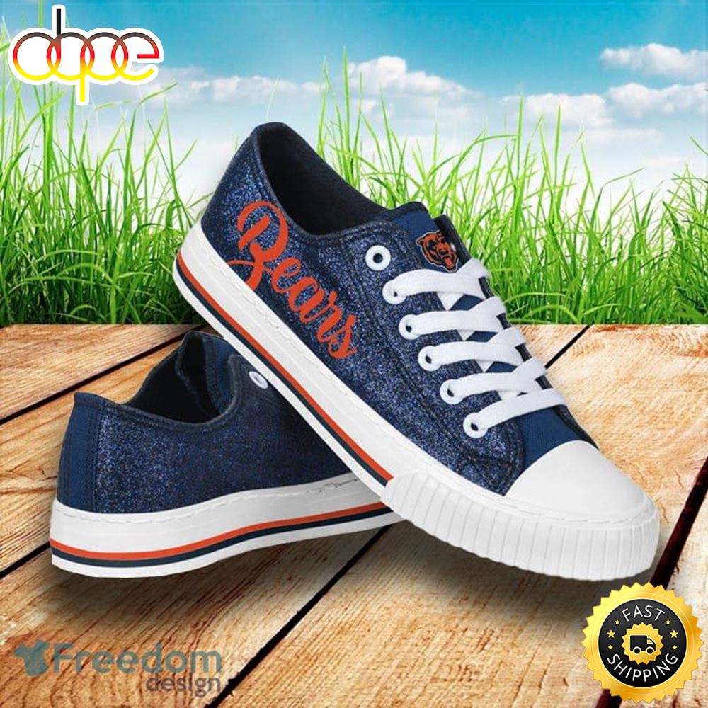 Sportswearmerch Chicago Bears NFL Men And Women Color Glitter Low Top Canvas Sneakers Shoes For Men And Women