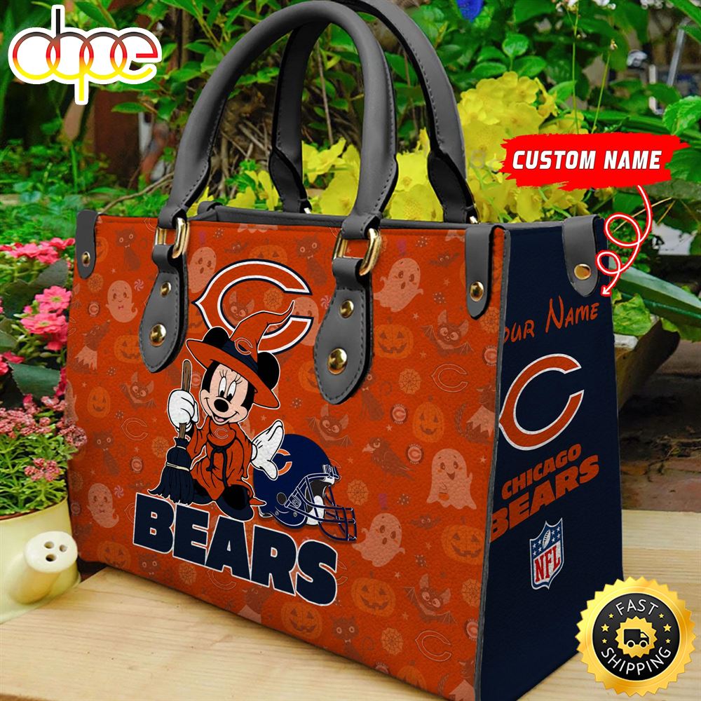 Sportswearmerch Chicago Bears NFL Minnie Women Leather Hand Bag For Fan