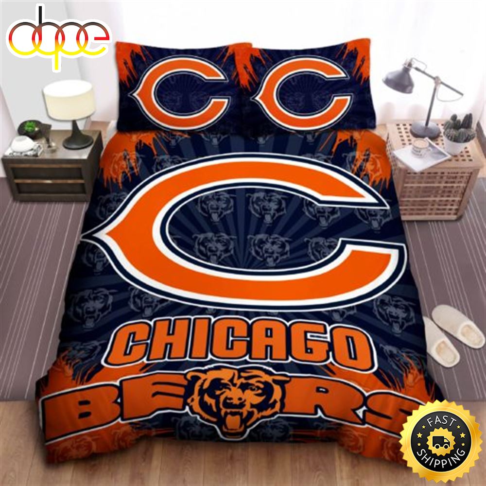 Sportswearmerch Chicago Bears NFL New Design In Dark Blue Bedding Set For Fan