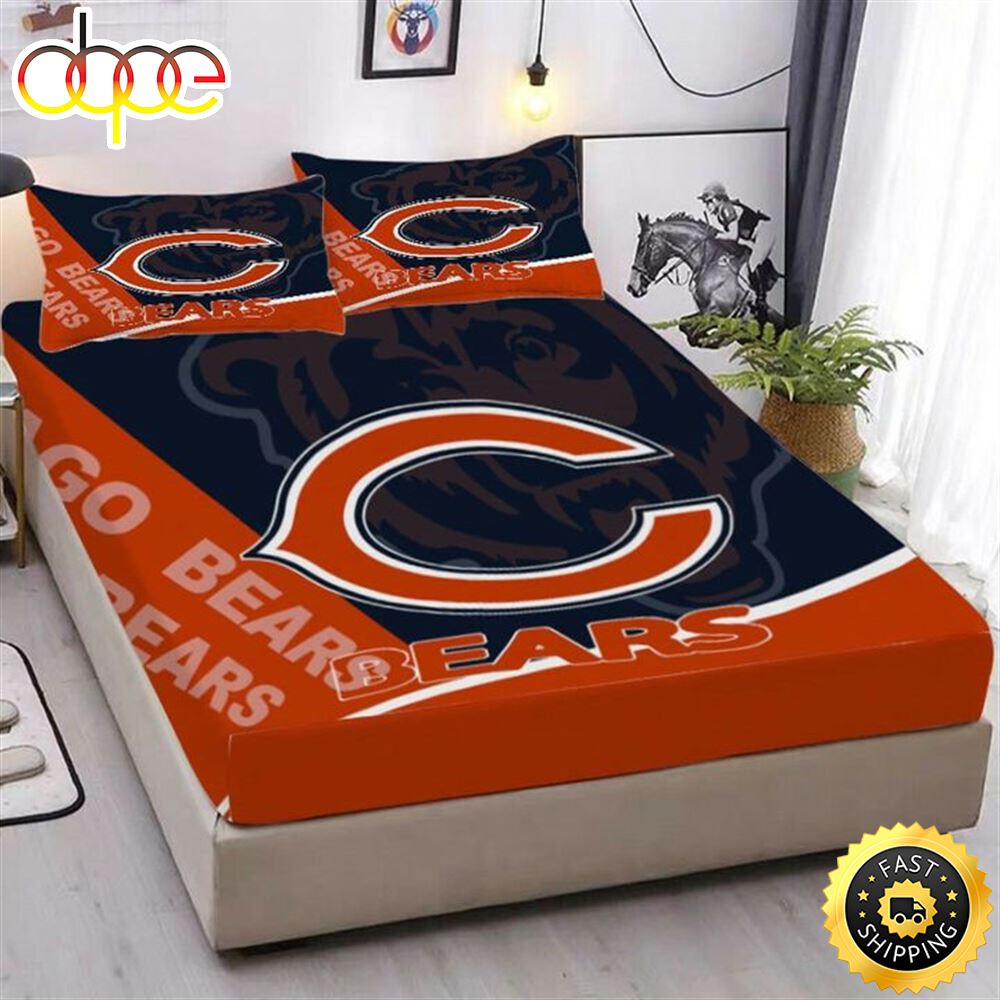 Sportswearmerch Chicago Bears NFL New Design In Dark Blue Bedding Set For Fan