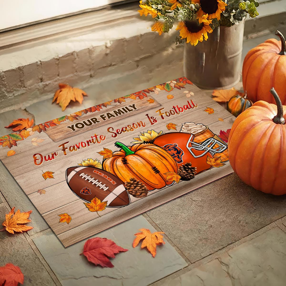 Sportswearmerch Chicago Bears NFL Our Favorite Season is Football Doormat For Fan